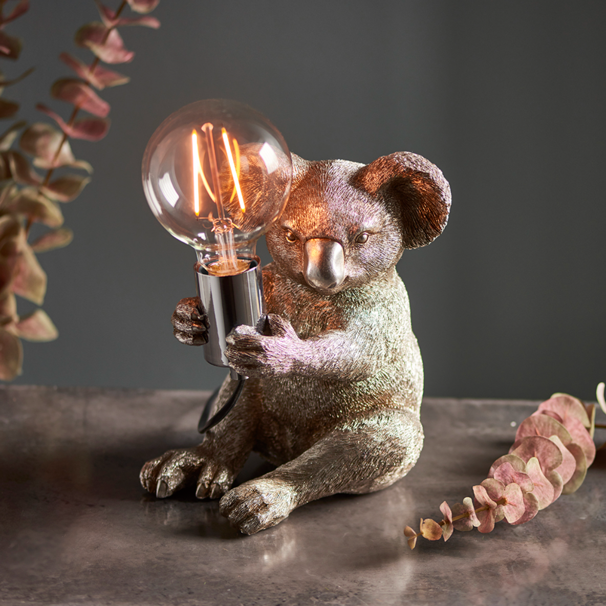 Vintage Silver Koala Table Light - ID 11658