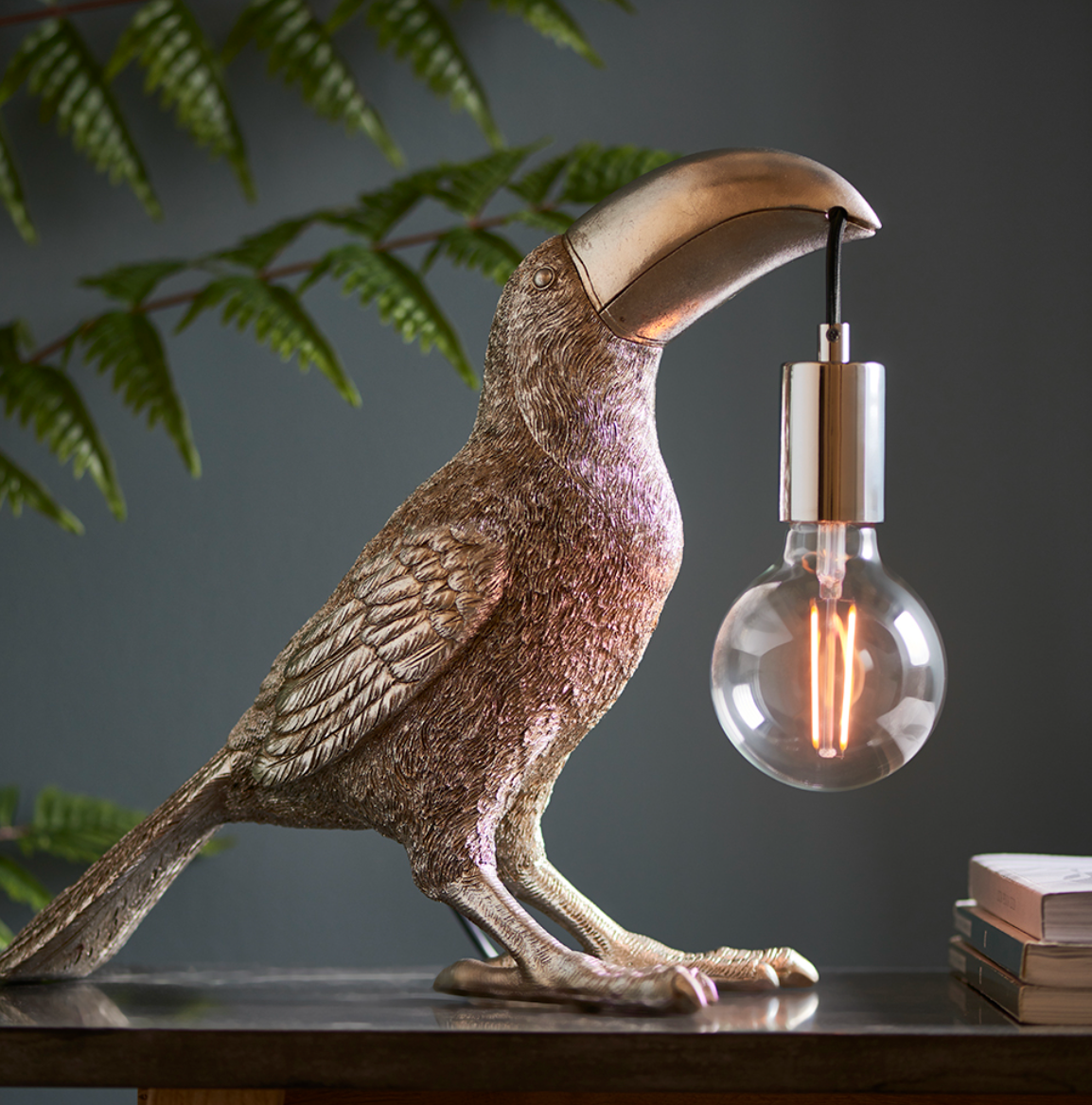 Vintage Silver Toucan Table Light - ID 11656