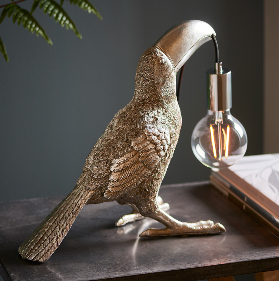 Vintage Silver Toucan Table Light - ID 11656