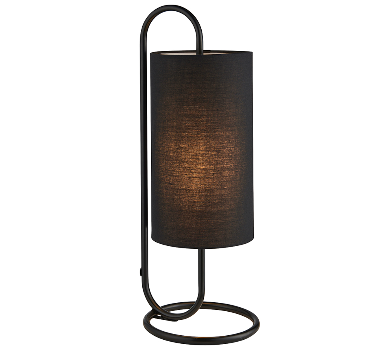 Oval structural matt black table light with black fabric shade - ID 11399