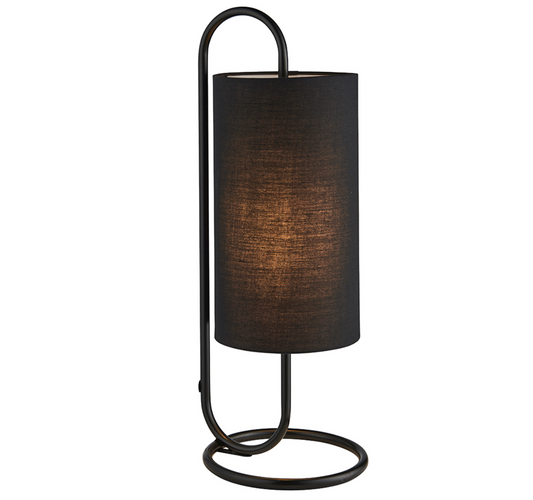 Oval structural matt black table light with black fabric shade - ID 11399