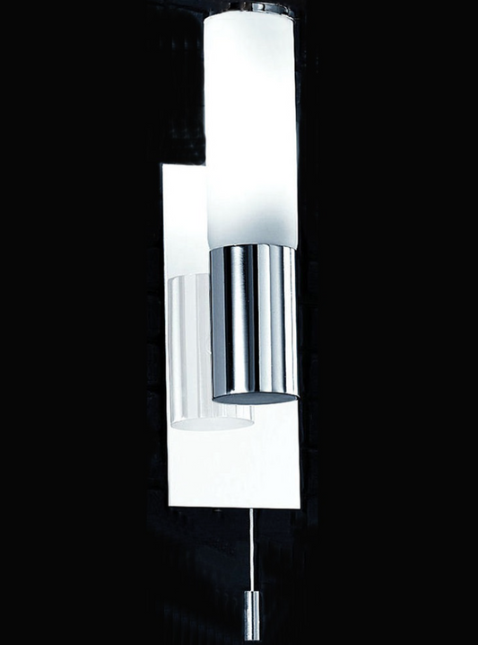 Polished Chrome and Glass Bathroom Wall Light - ID 2355