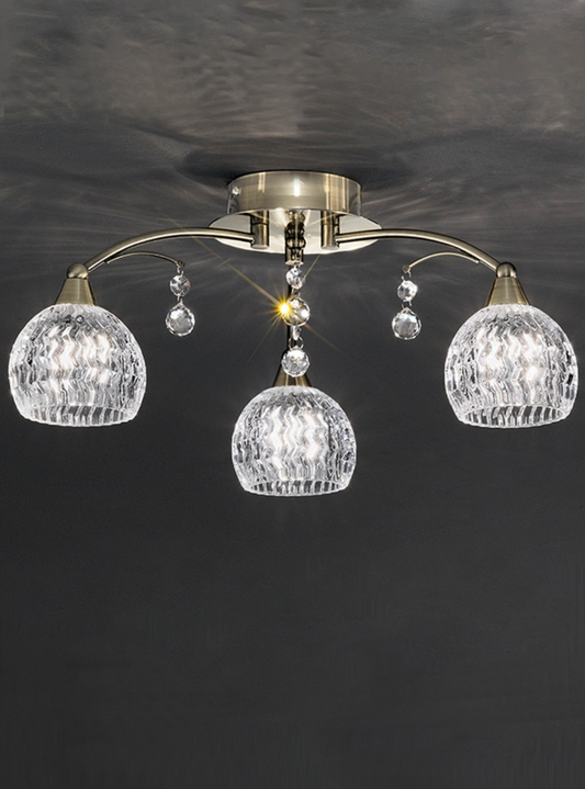 Antique Brass 3 Light Semi-Flush ID 9846