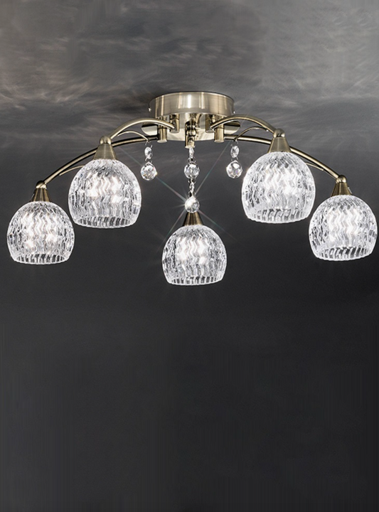 Antique Brass 5 Light Semi-Flush ID 9844