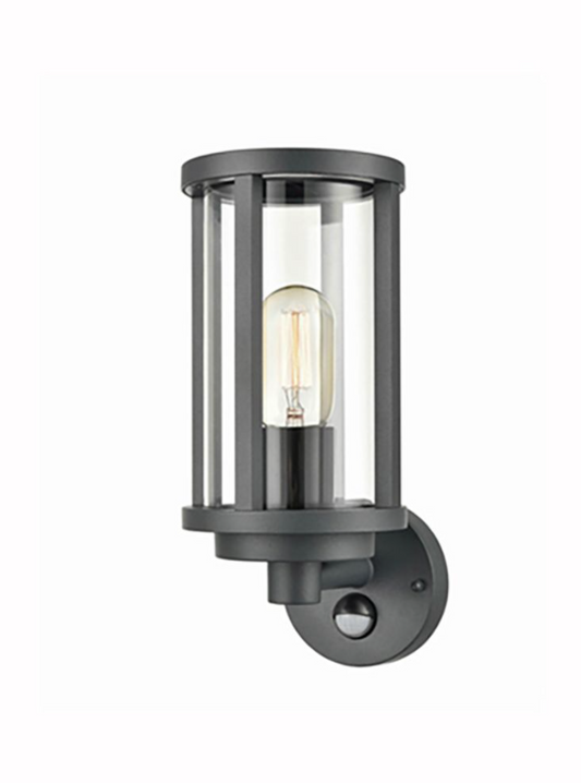 FUE Charcoal Grey Outdoor Wall Light With Integrated PIR Sensor - ID 12005