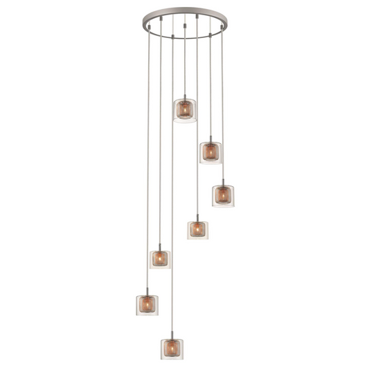 Eastcote Polished Chrome and Copper 7 Light Cluster Pendant - ID 8277