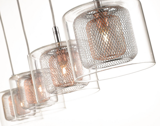 Eastcote Polished Chrome and Copper 4 Light Bar Pendant - ID 8786