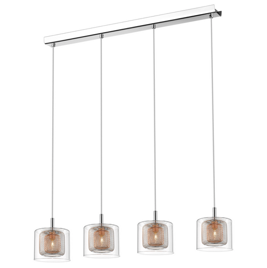 Eastcote Polished Chrome and Copper 4 Light Bar Pendant - ID 8786