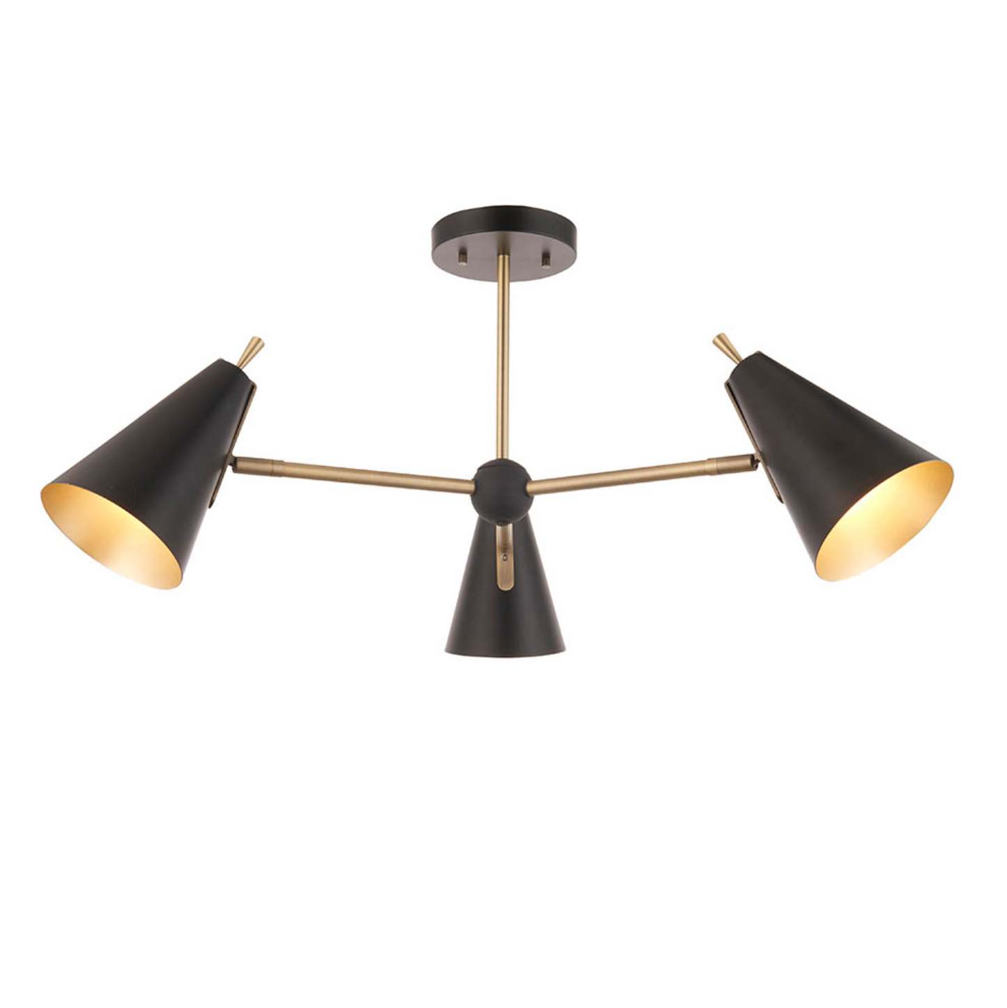 Mid Century 3lt Semi-Flush, Matt Black - ID 12068