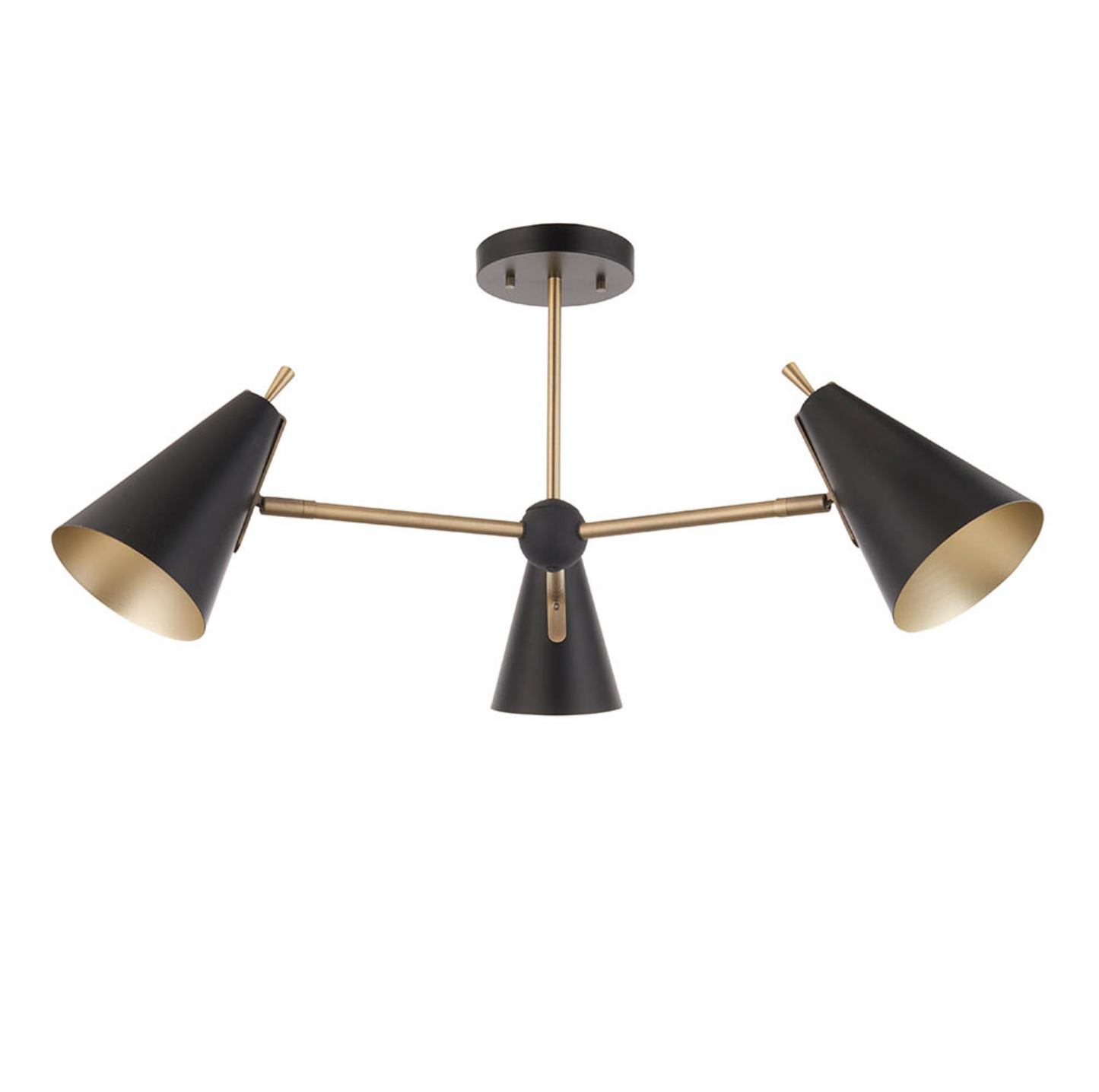 Mid Century 3lt Semi-Flush, Matt Black - ID 12068