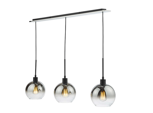 Ombre Smoked Glass Triple Pendant Matt Black - ID 12072