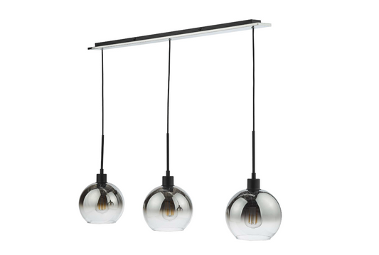 Ombre Smoked Glass Triple Pendant Matt Black - ID 12072