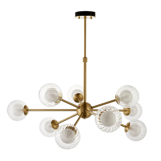 9 Light Pendant, Satin Brass - ID 12091