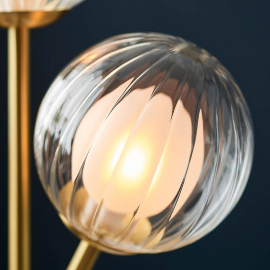 2 Light Table Lamp, Satin Brass & Brass - ID 12094