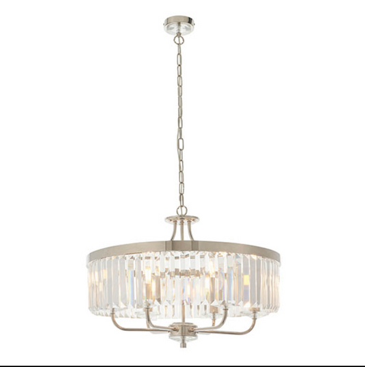 Round Bright Nickel Cut Glass Chandelier - ID 12105