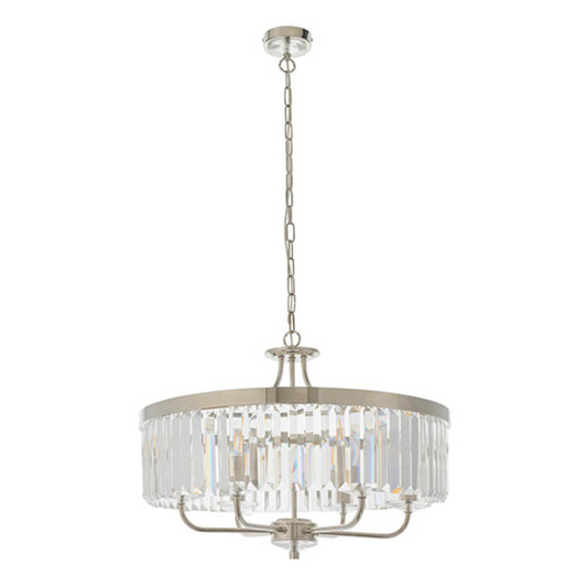 Round Bright Nickel Cut Glass Chandelier - ID 12105