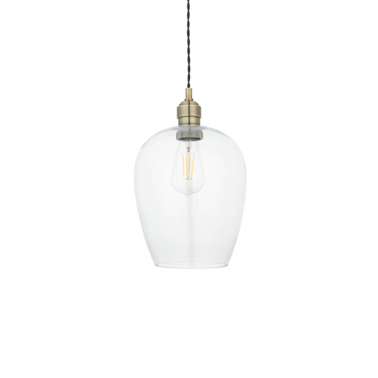 Clear Glass & Antique Brass Small Pendant - ID 12107