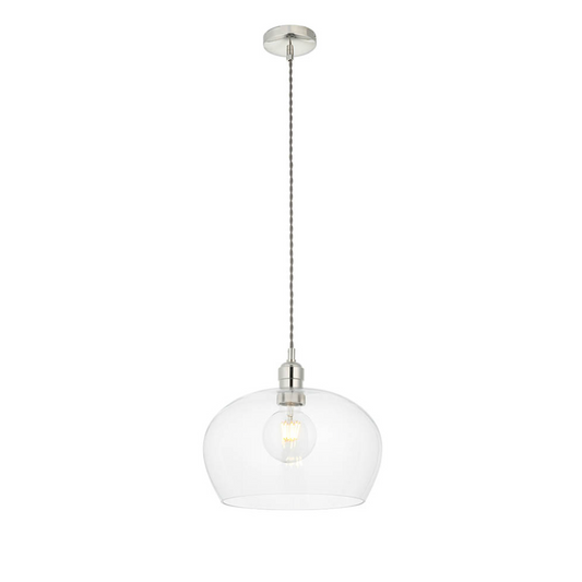 Clear Glass & Bright Nickel Medium Pendant - ID 12115