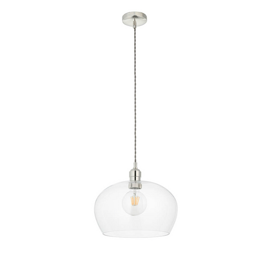 Clear Glass & Bright Nickel Medium Pendant - ID 12115