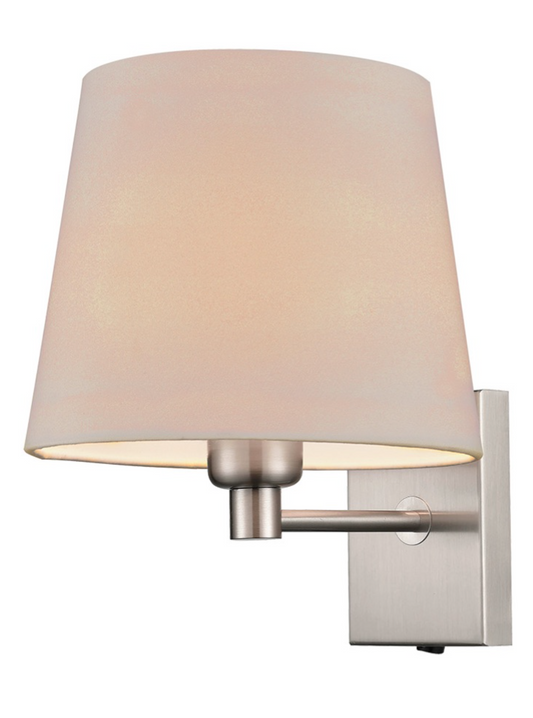 Satin Nickel Switched Wall Bracket, Taupe Shade - ID 12133