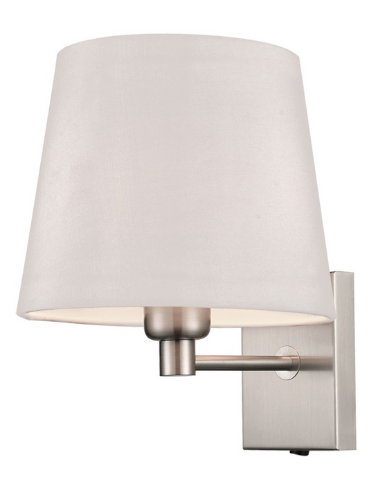 Satin Nickel Switched Wall Bracket, Grey Shade - ID 12134