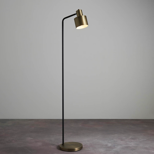 Antique Brass & Matt Black Floor Lamp - ID 12139