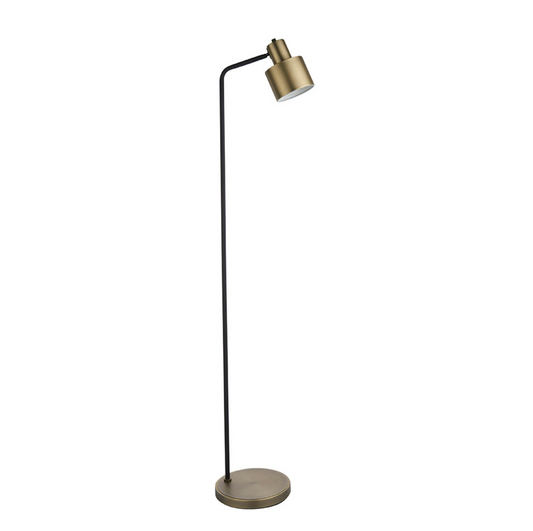 Antique Brass & Matt Black Floor Lamp - ID 12139