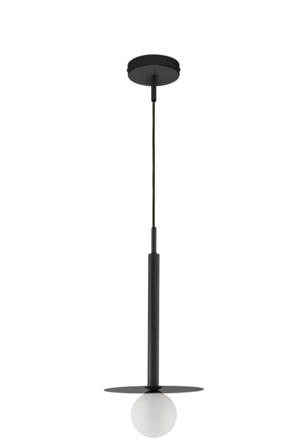 Modern Single Pendant Opal Glass And Sandy Black Aluminium Id 12246 The Lighting Centre