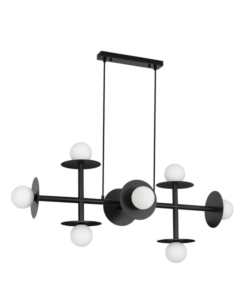 Suspension Pendant, Opal Glass & Sandy Black Aluminium - ID 12250 – The ...