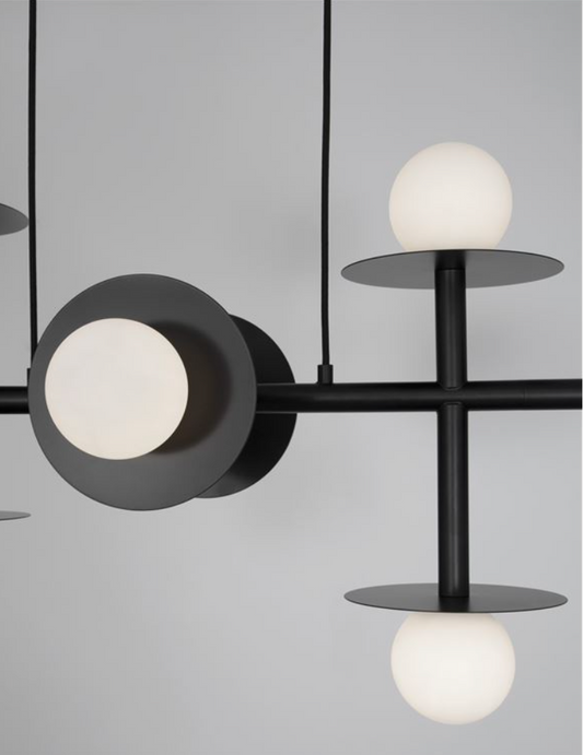 Suspension Pendant, Opal Glass & Sandy Black Aluminium - ID 12250