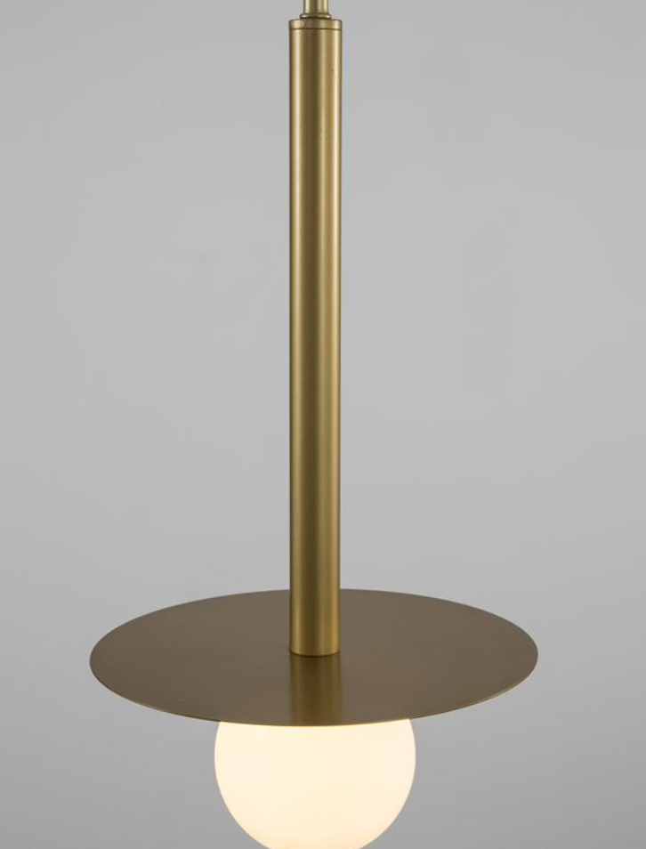Modern Single Pendant, Opal Glass & Brass Gold Aluminium - ID 12259