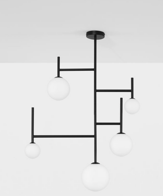 Modern Semi-Flush, Opal Glass & Sandy Black Aluminium ID - 12262