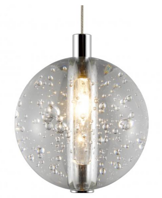 Bubbled Glass & Chrome 36 Lamp LED Multi Pendant - ID 8807