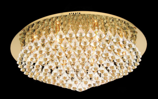12 Lamp Flush Crystal & Chrome Ceiling Light In Gold - ID 8980