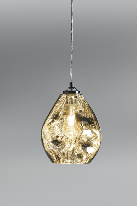 Hague Spun Glass Single Pendant In Chrome - ID 9099