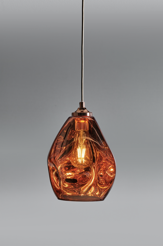 Hague Spun Glass Single Pendant In Copper - ID 9097