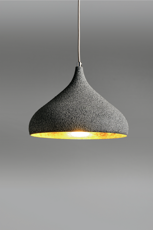 Handel Asphalt Wide Single Pendant In Grey With Gold Leaf Inner - ID 9101 - CLEARANCE