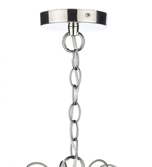 Polished Nickel 6 Light Chandelier with Crystal Beads - ID 5076