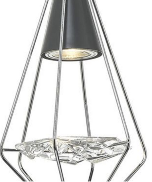 Torridon 3 Light Linear Bar Pendant In Black & Chrome With Glass Feature - 9490