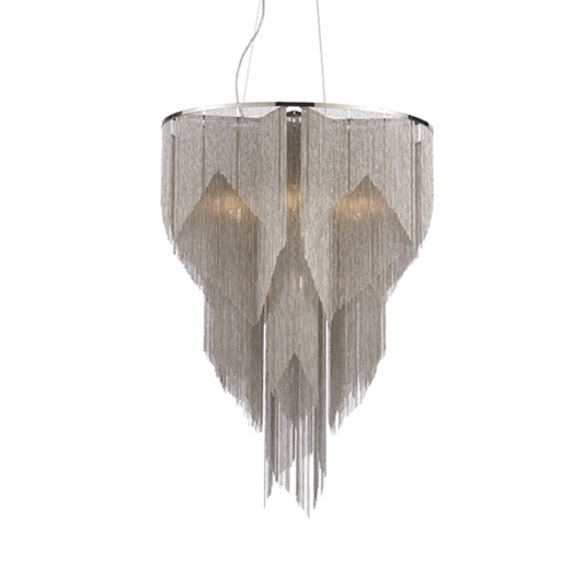 Delicate Silver Drape 7 Arm Chandelier - ID 9637
