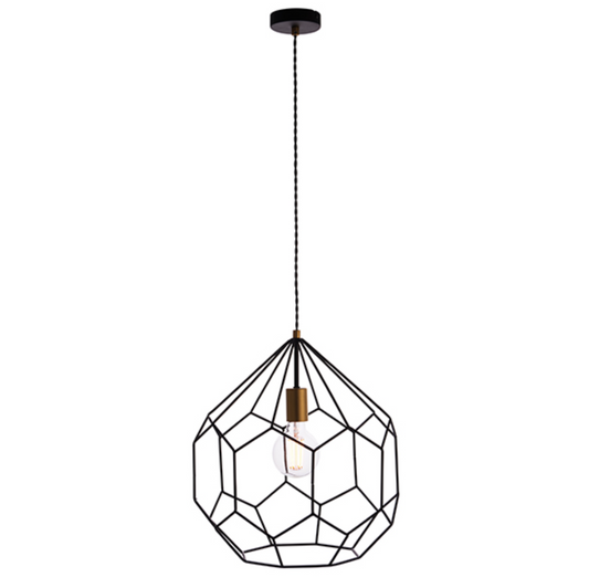 Black and Brass Wire Single Pendant - ID 9866