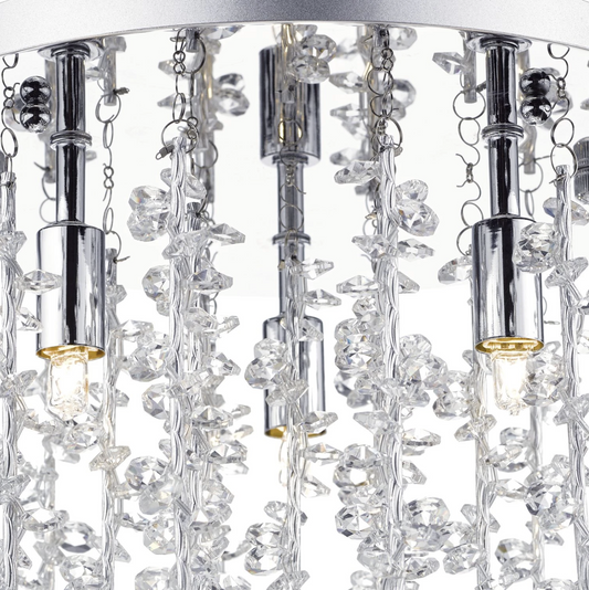 Oakleigh Polished Chrome & Crystal 3 Lamp Flush Ceiling Light - ID 5546 limited stock