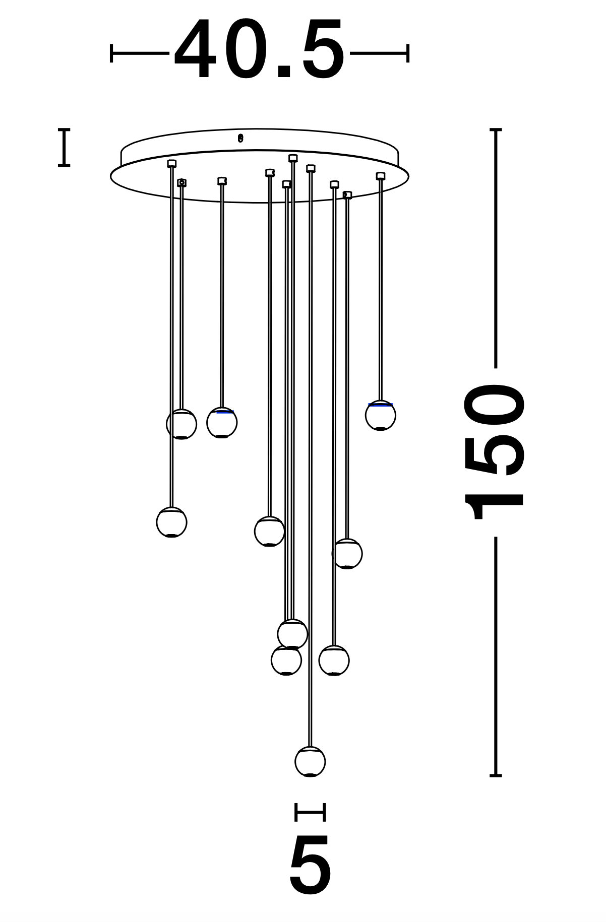 NOC Black Aluminium & Fabric Wire 10 Lamp Cluster Pendant - ID 9957