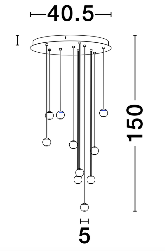 NOC Black Aluminium & Fabric Wire 10 Lamp Cluster Pendant - ID 9957