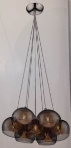 Smoked Grey Glass & Aluminium Pendant 7 Light Ensemble - ID 8629