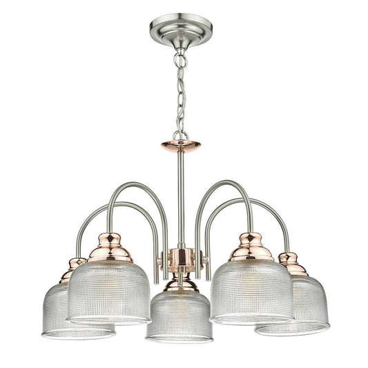 Wharfdale 5 Light Pendant Detail Glass Shades - London Lighting - 1
