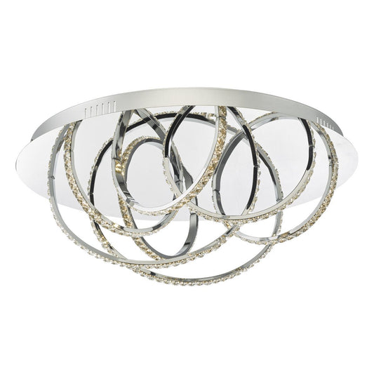 Woodford Polished Chrome and Crystal Large Flush LED Ceiling Light - ID 8151