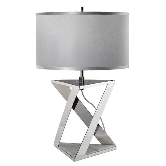 Polished Nickel Table Lamp With White Marble Base - ID 9392