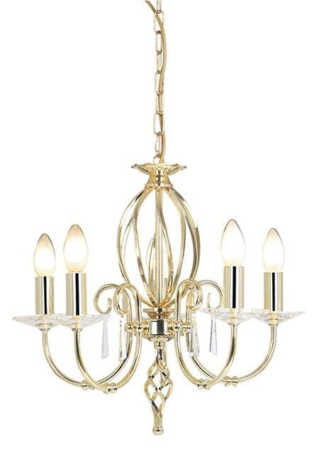 Aegean 5Lt Chandelier Polished Brass - London Lighting - 1