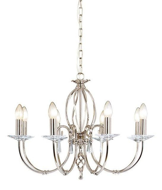 Aegean 8Lt Chandelier Polished Nickel - London Lighting - 1